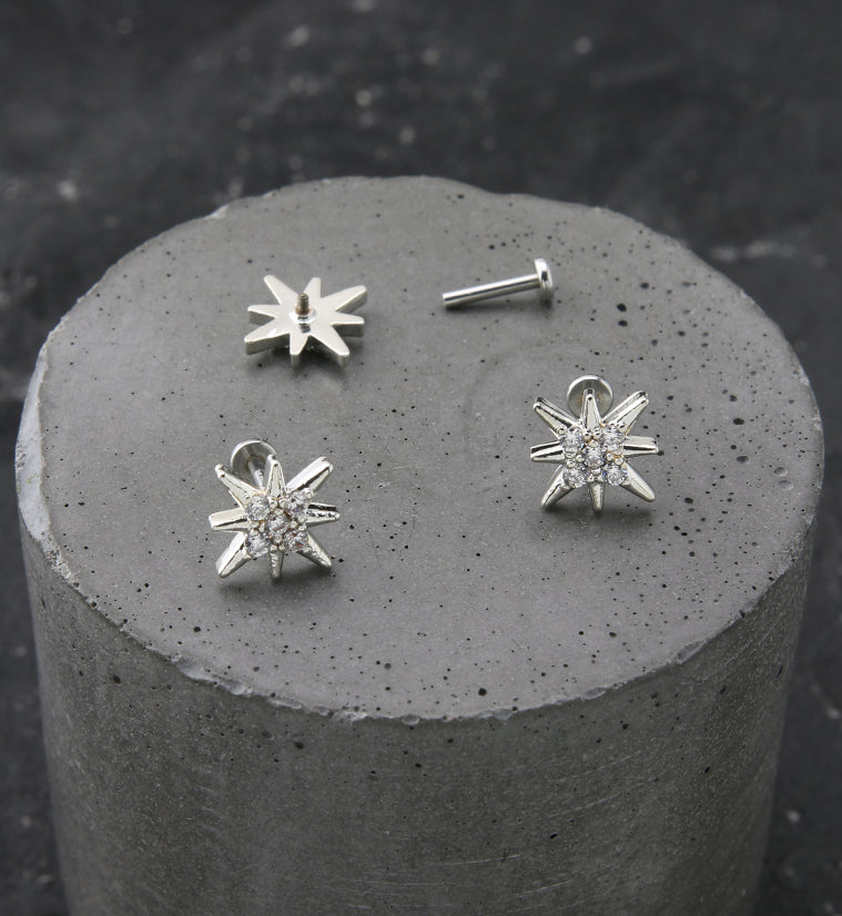 Twinkle Clear CZ Stainless Steel Internally Threaded Labret