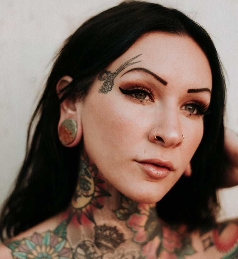 Double Flare Unakite Stone Plugs