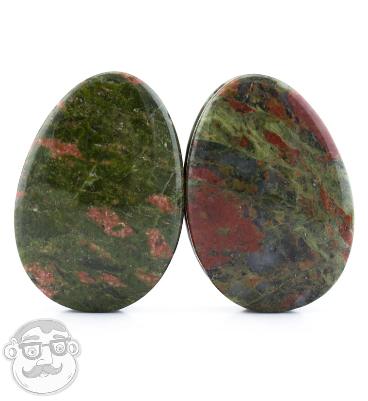 Unakite Teardrop Stone Plugs