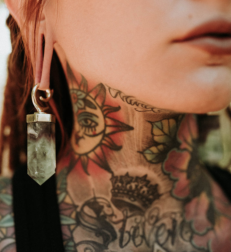 Scepter Rainbow Fluorite Stone Ear Weights