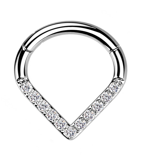 V-Shaped CZ Titanium Hinged Segment Ring
