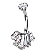 Vane Baguette Clear CZ Belly Button Ring