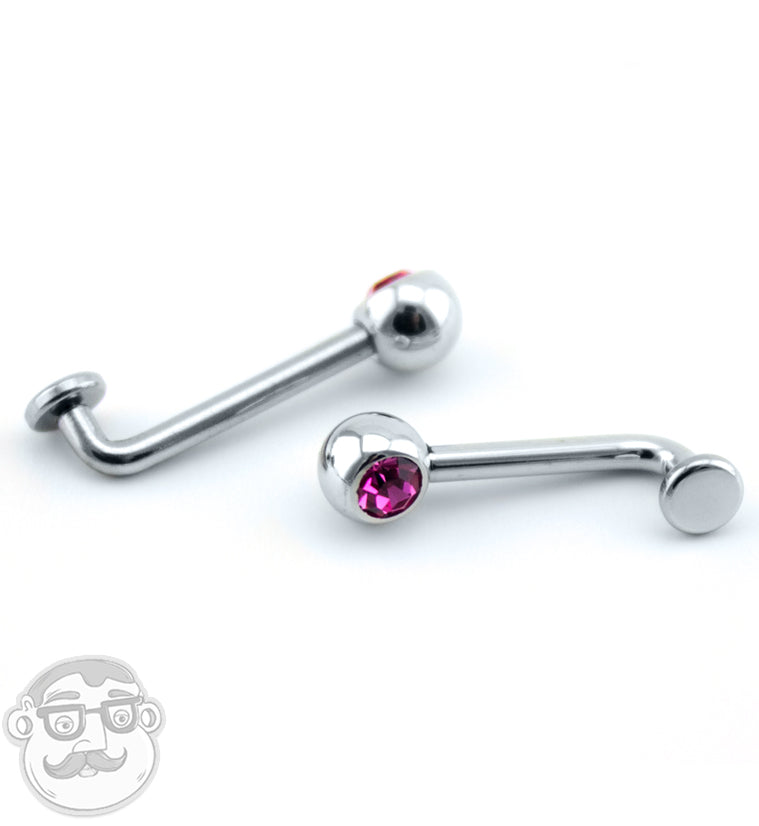 14G Vertical Clitoral Hood Pink CZ Bar