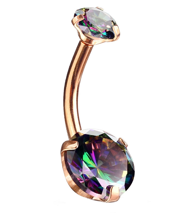 Vitrail Aurora CZ Rose Gold PVD Belly Button Ring