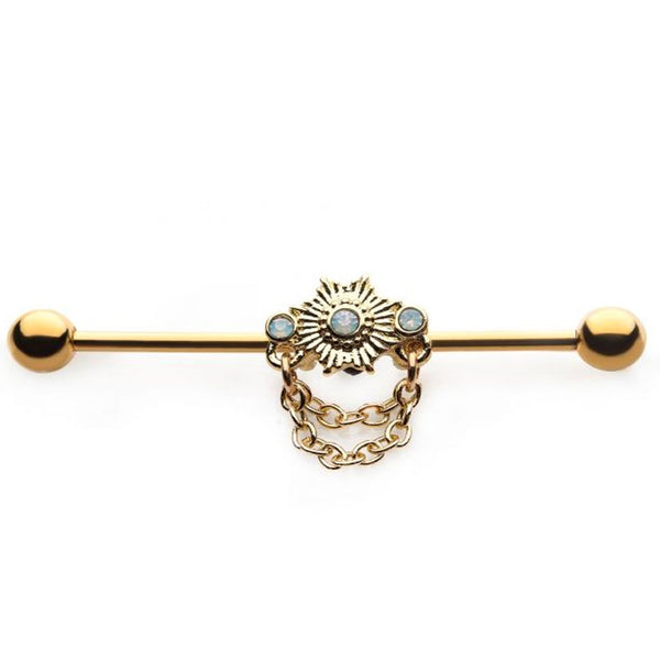 Gold PVD Volley Chained Industrial Barbell