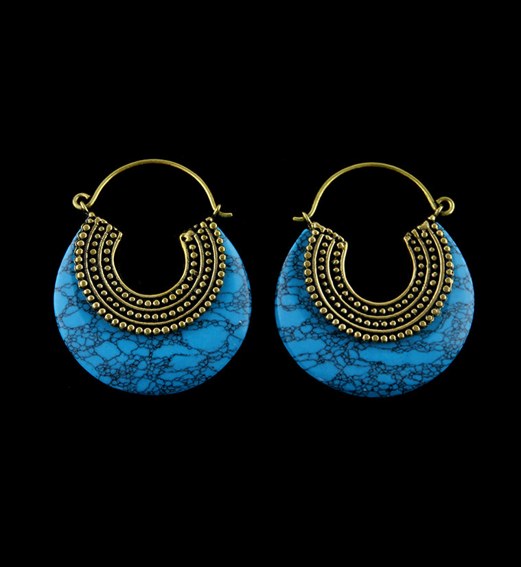 18G Wafer Beaded Turquoise Howlite Stone Hangers / Earrings