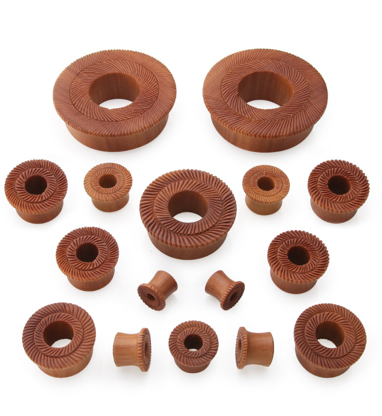 Weave Saba Wood Mayan Flare Tunnel Plugs