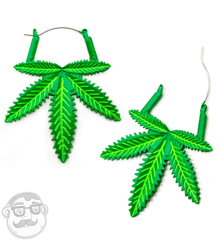 Weed Leaf Plug Hoops