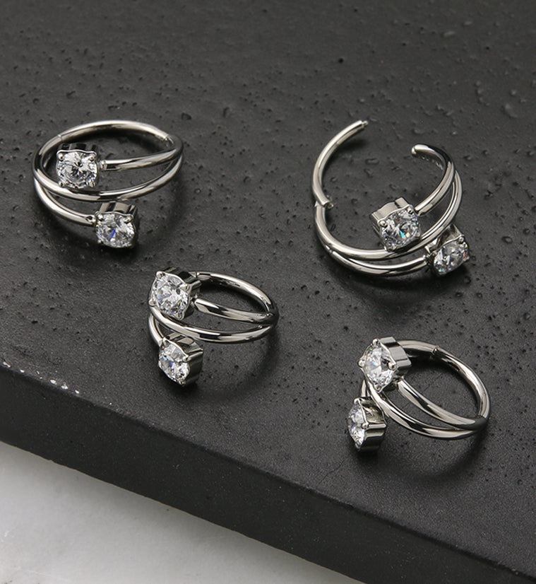 Whirl CZ Titanium Hinged Segment Ring