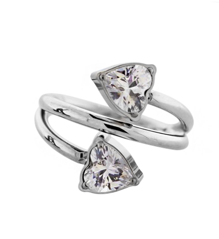 Whirl Heart CZ Titanium Hinged Segment Ring