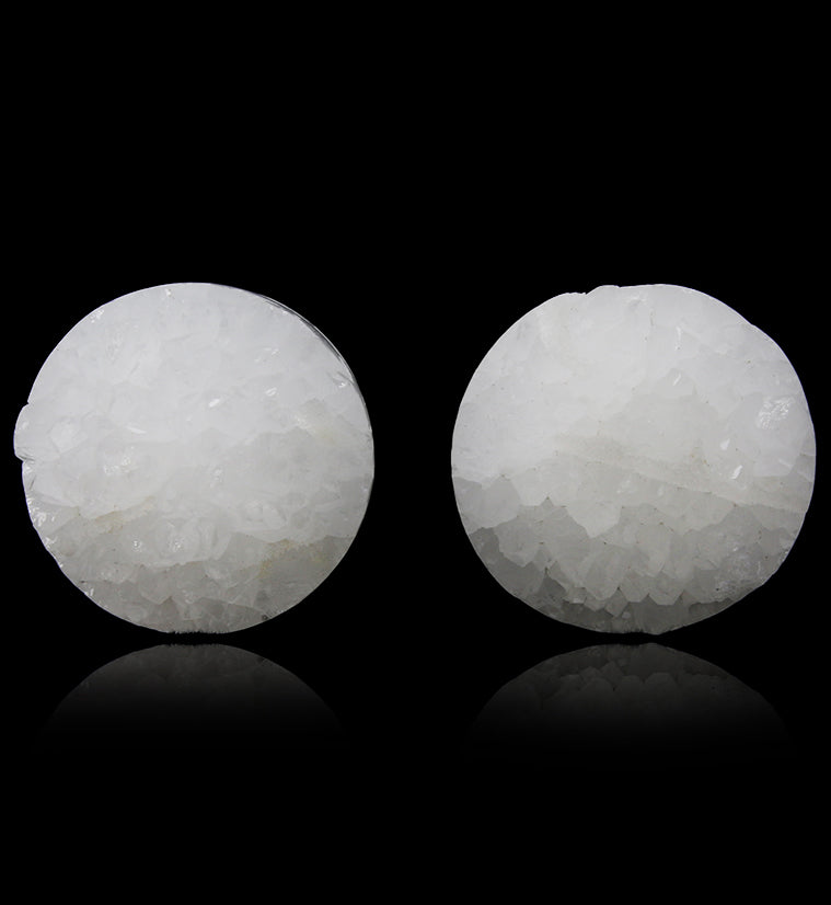 White Agate Druzy Stone Plugs