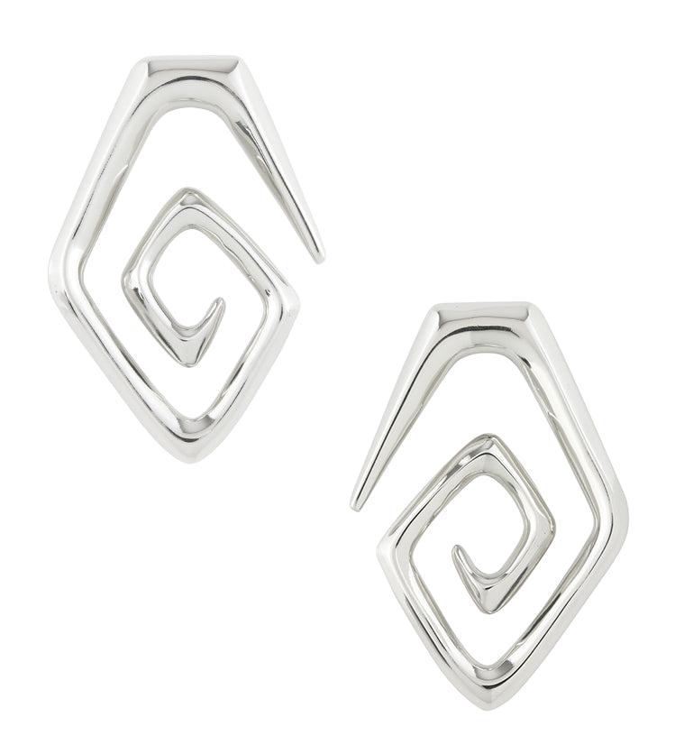 White Brass Oval Spiral Ear Weights