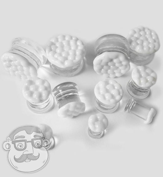 White Bubble Glass Plugs