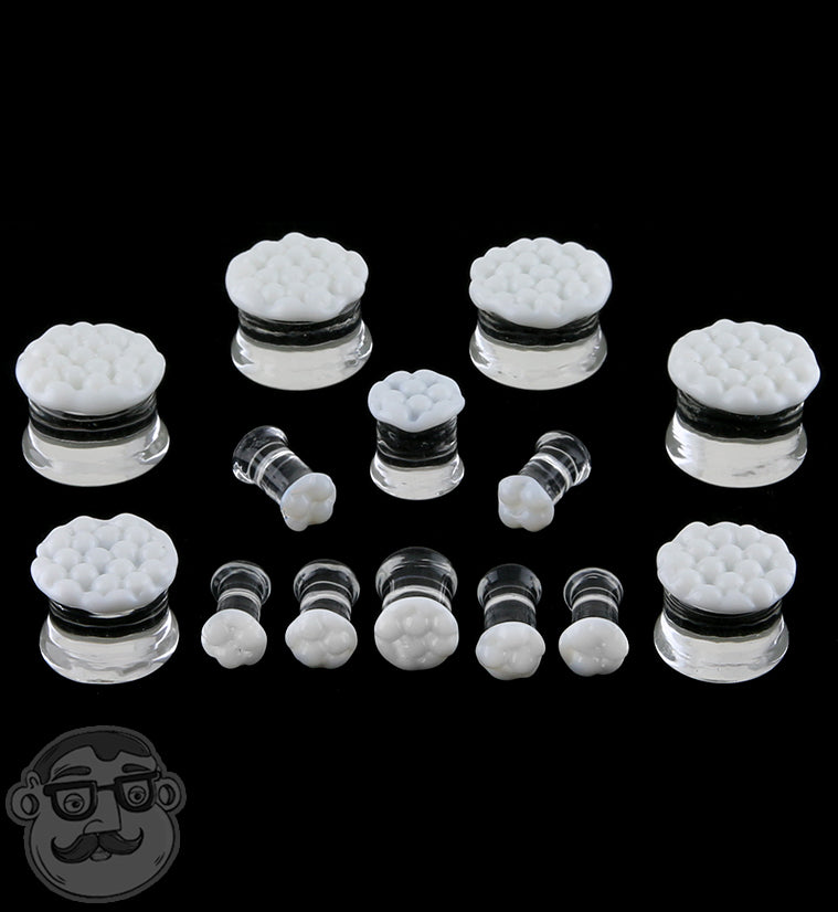 White Bubble Glass Plugs