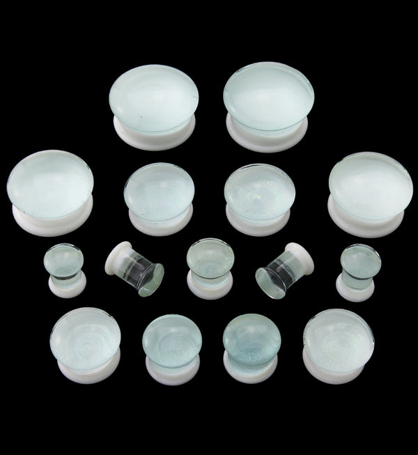 White Cosmos Glass Double Flare Plugs
