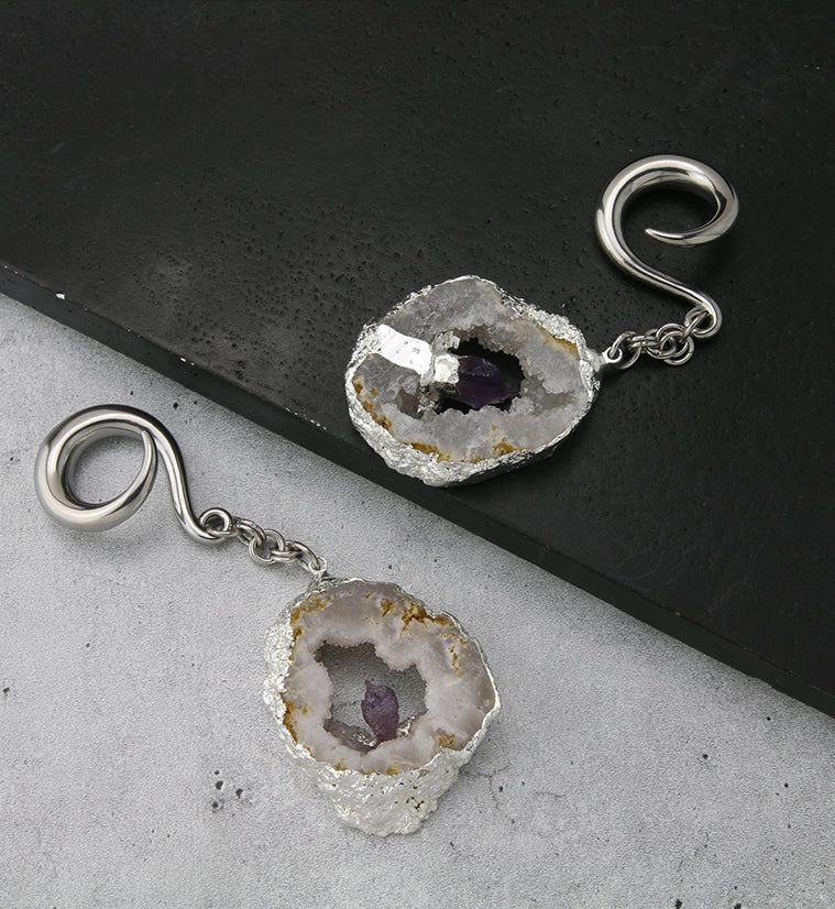 White Druzy Agate Slice Hangers