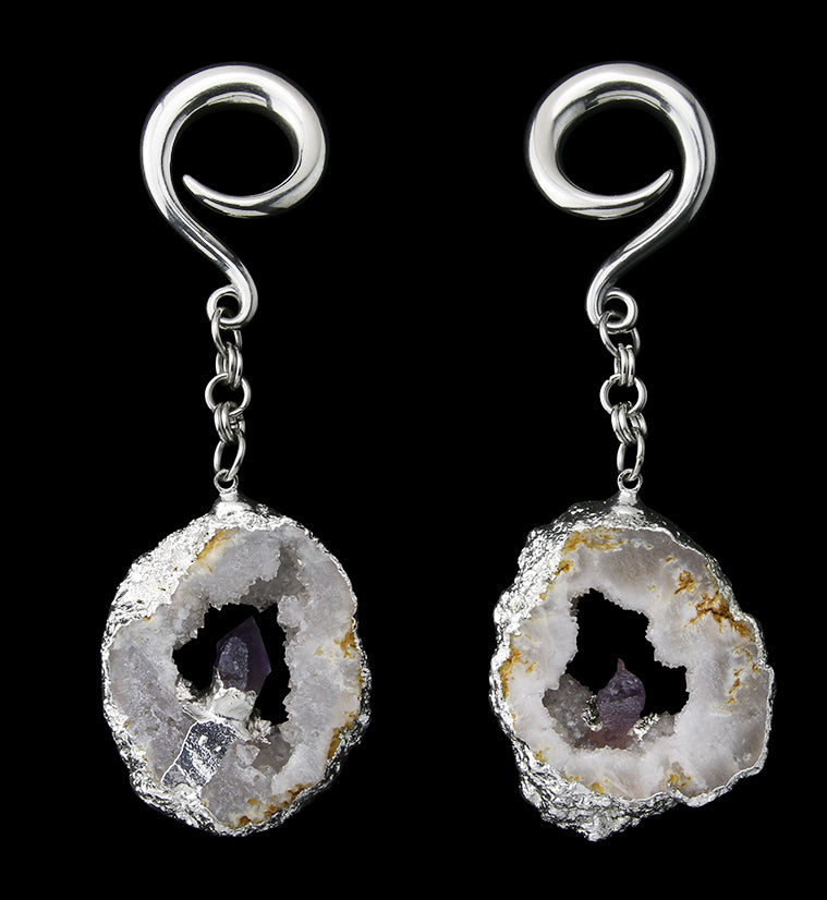 White Druzy Agate Slice Hangers
