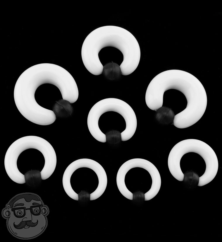 White Glass Captive Ring