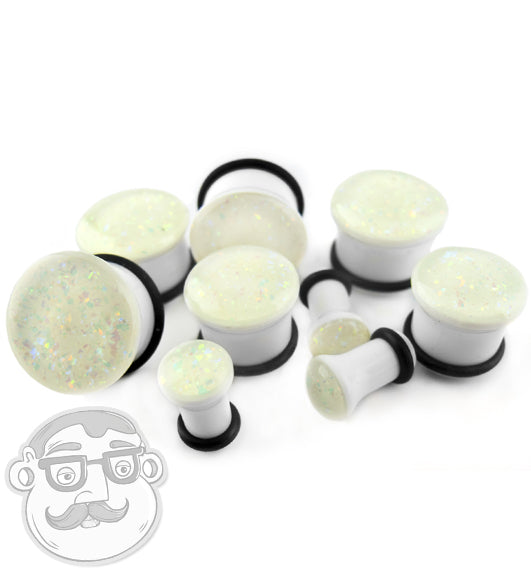 White Opalecent Glitter Plugs