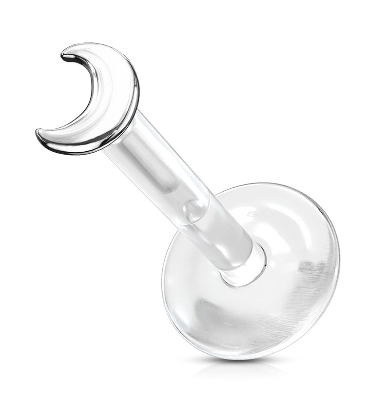 16G Crescent Moon 14kt White Gold Bioflex Labret Post