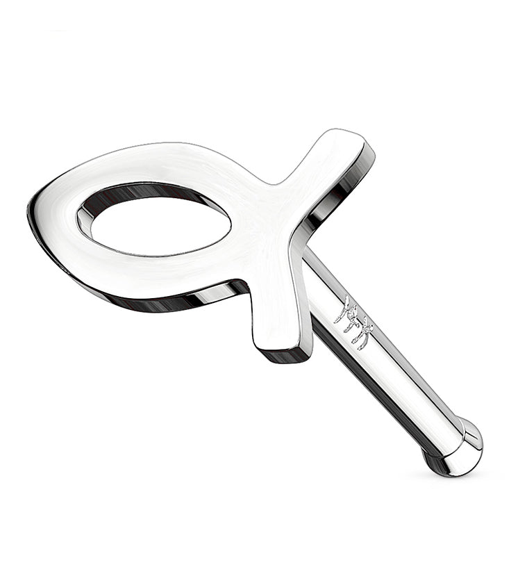 20G 14kt White Gold Ichthus Fish Nosebone