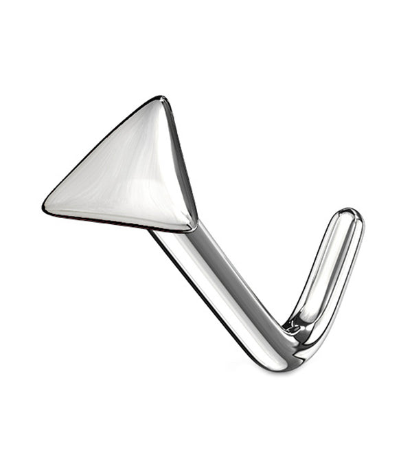 20G 14kt White Gold Triangle L Shaped Nose Ring