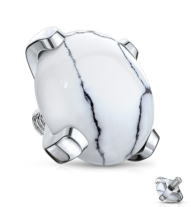 14G White Howlite Stone Threaded End