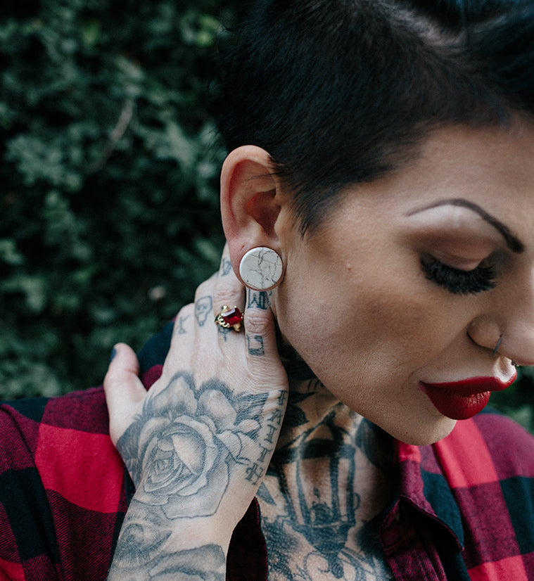 White Howlite Stone Plugs