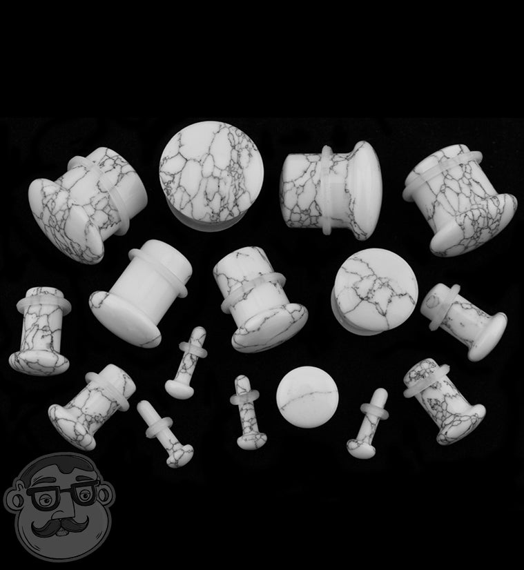 White Howlite Stone Single Flare Plugs
