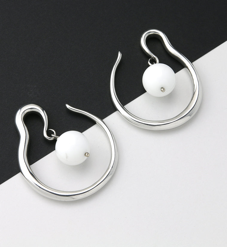 White Jade Orbital White Brass Ear Weights