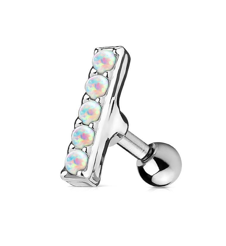 16G White Opal Rail Cartilage Barbell