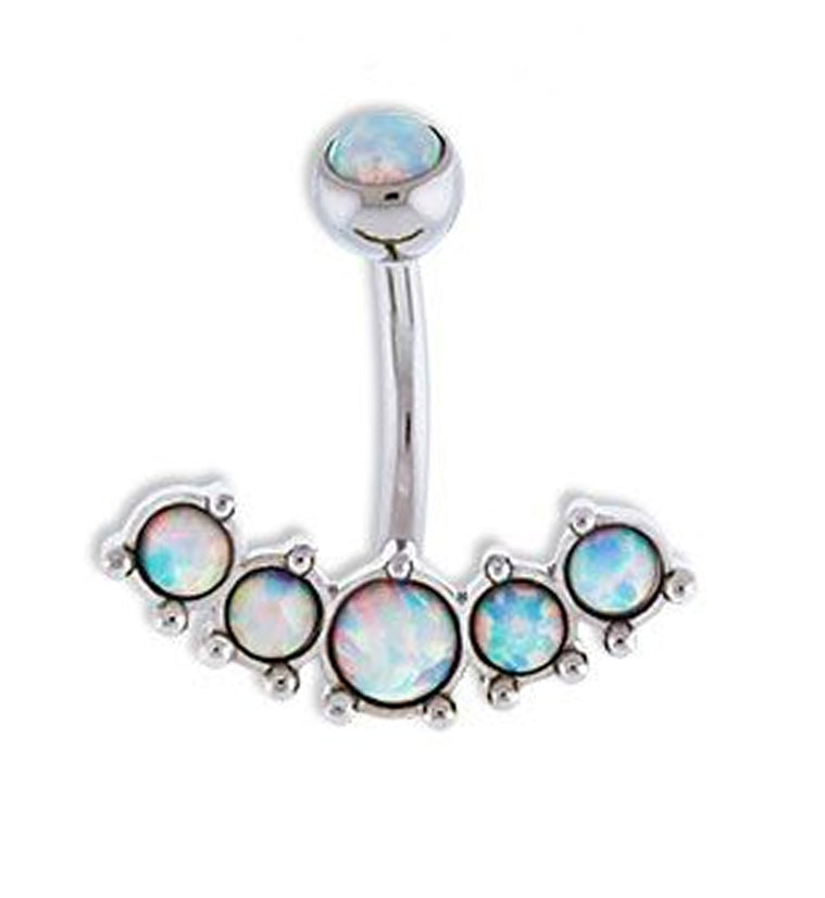 White Opal Bunch Belly Button Ring