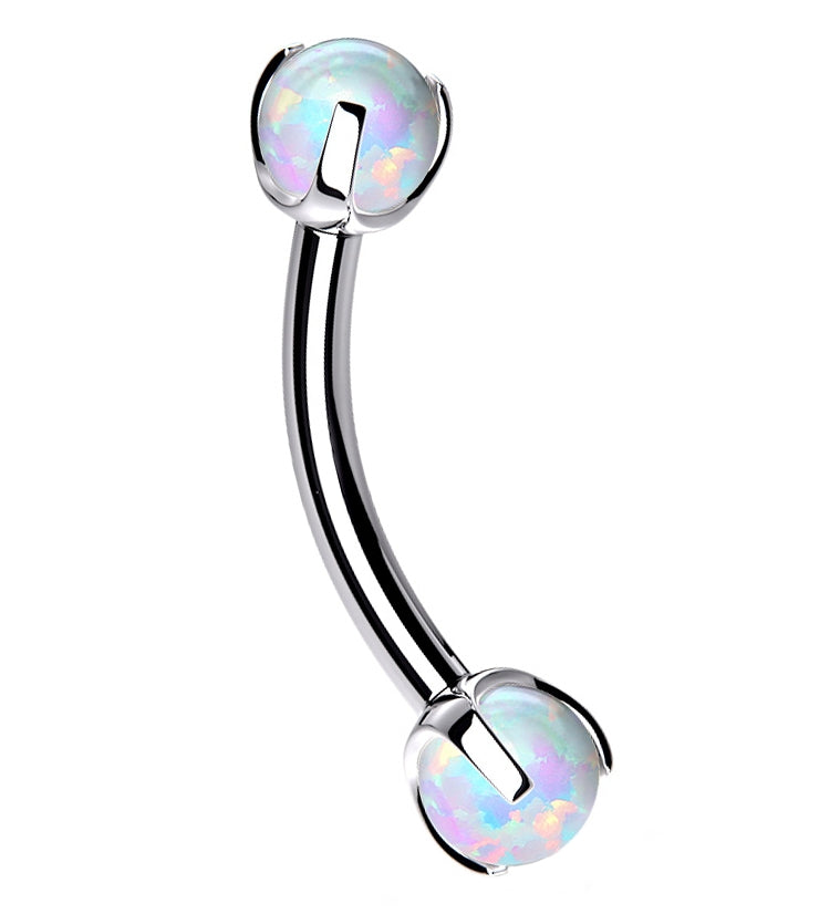 Opalite Claw Stainless Steel Curved Barbell
