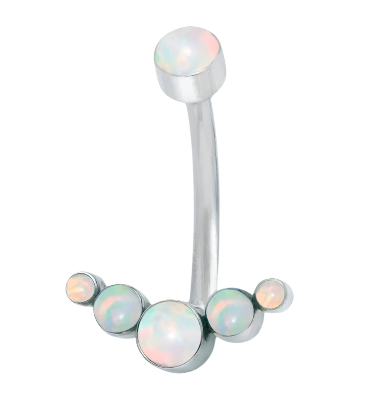White Opal Cluster Belly Button Ring