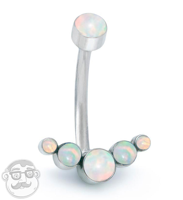 White Opal Cluster Belly Button Ring