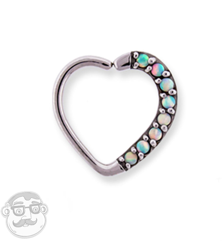 16G White Opal Annealed Heart Daith / Cartilage Ring