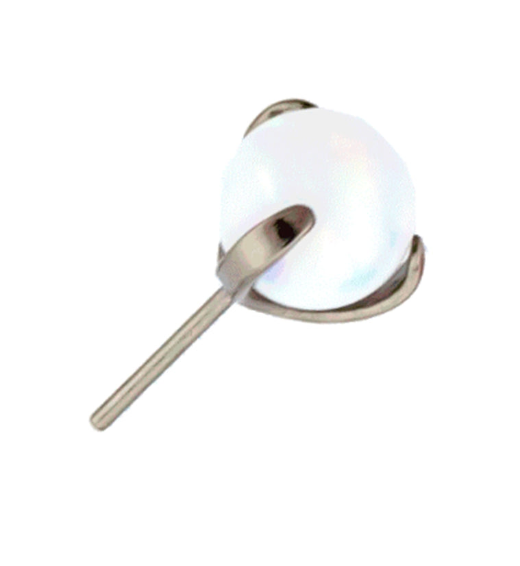 White Opalite Prong Ball Titanium Threadless Top
