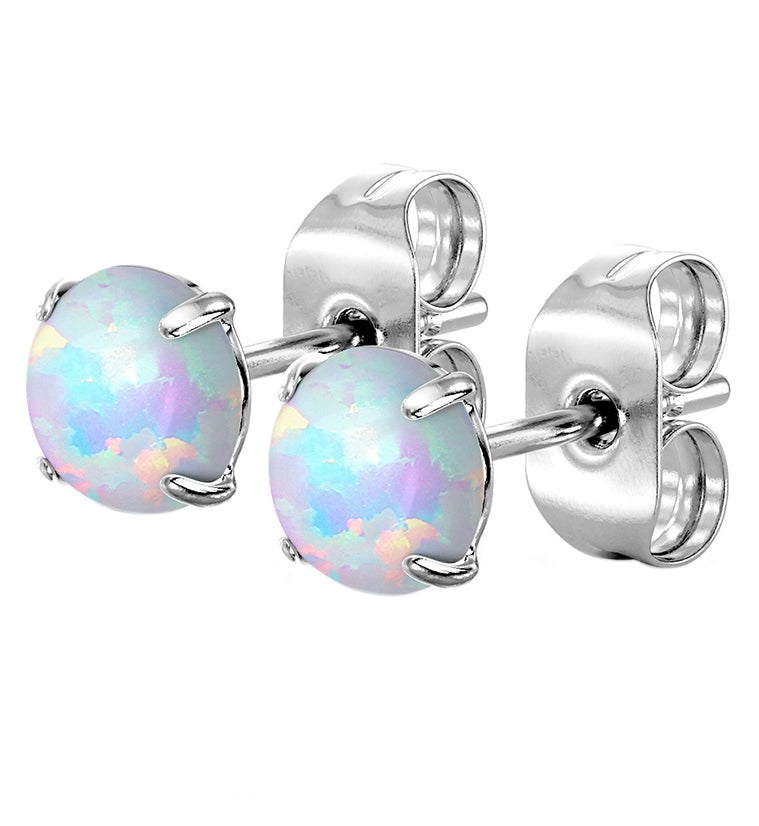White Opalite Prong Set Earrings