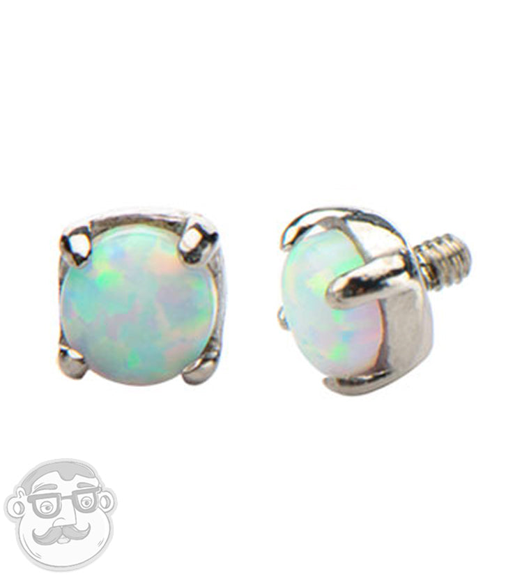 White Opal Prong Stainless Steel End