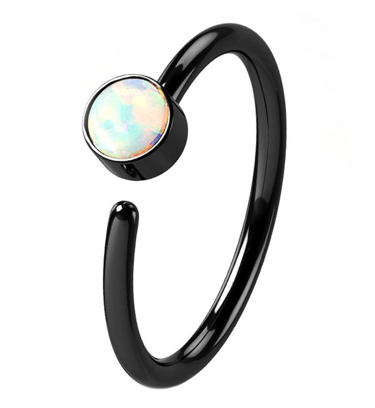 20G Black PVD Opalite Top Hoop Ring