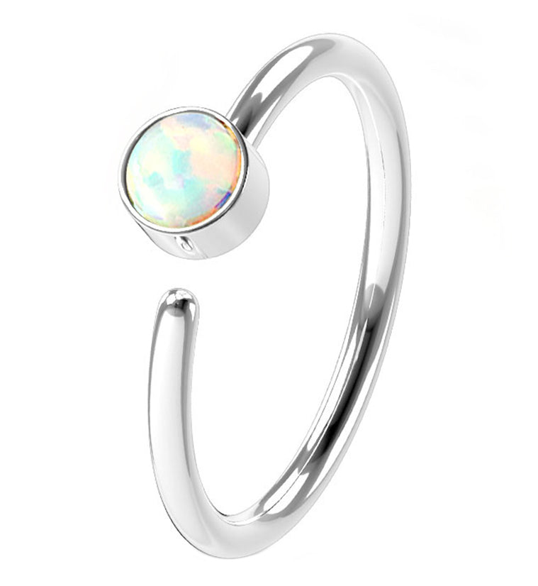 20G White Opalite Top Hoop Ring