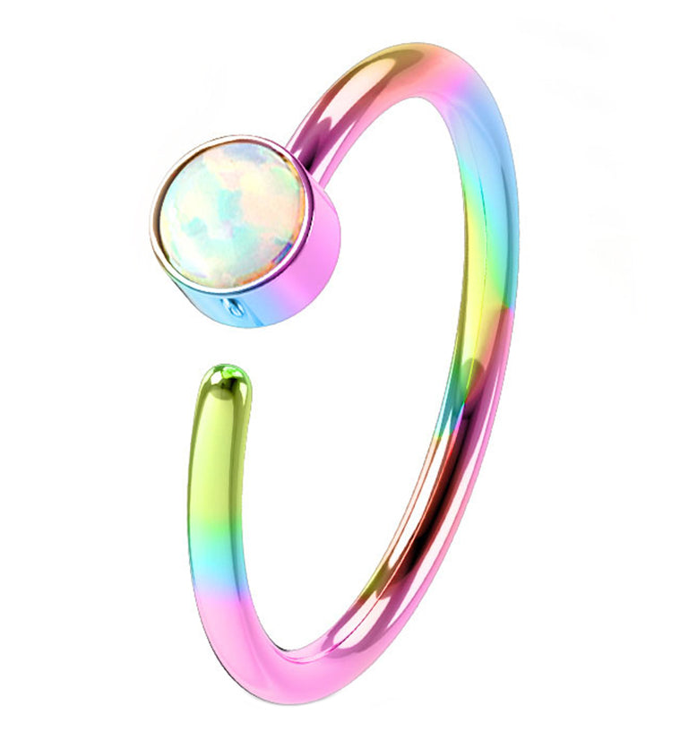 20G Rainbow PVD Opalite Top Hoop Ring