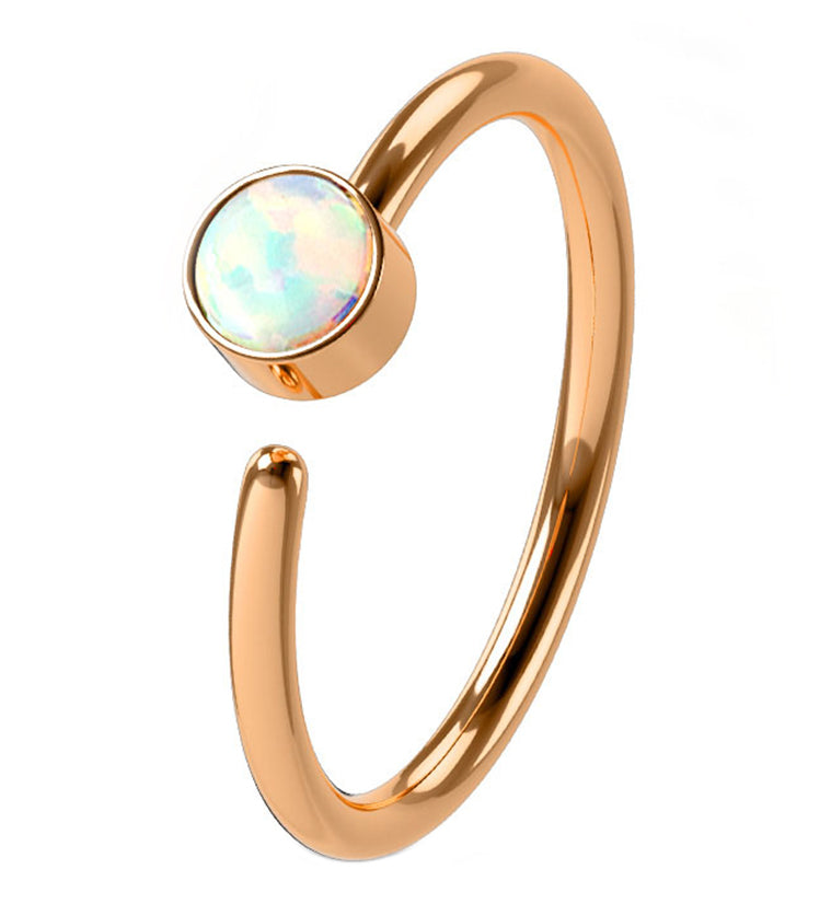 20G Rose Gold PVD Opalite Top Hoop Ring