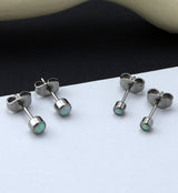 White Opal Titanium Bezel Earrings