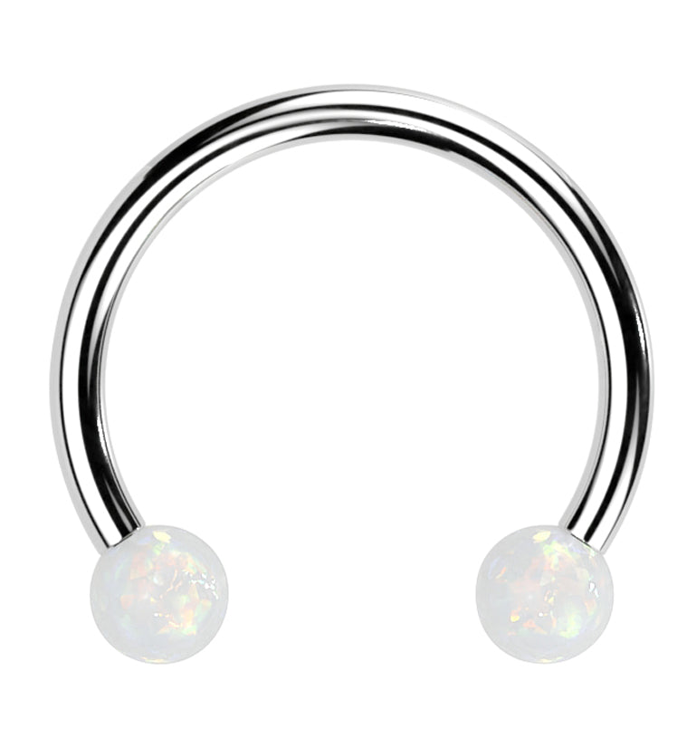 White Opalite Ball Threadless Titanium Circular Barbell