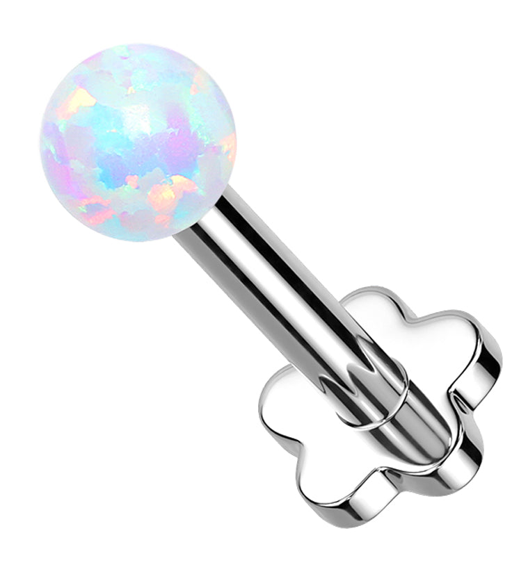 White Opalite Ball Titanium Threadless Labret
