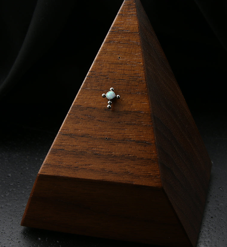 White Opalite Beaded Cross Titanium Threadless Top