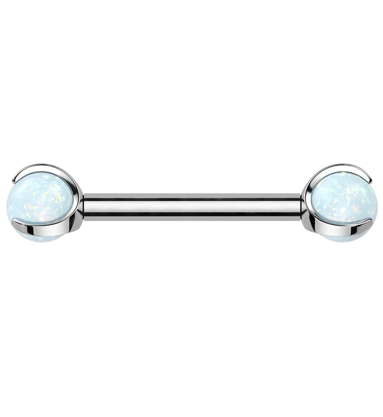 White Opalite Claw Titanium Barbell