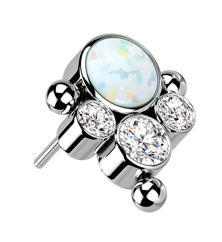 White Opalite Clear CZ Bundle Titanium Threadless Top