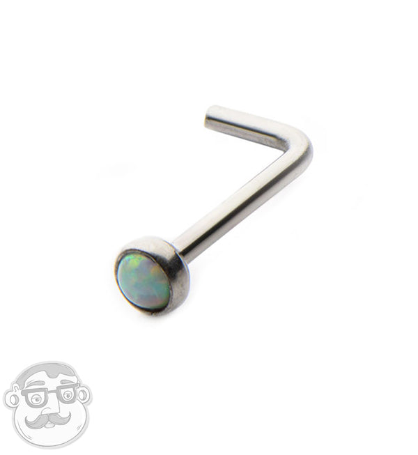 20G White Synthetic Opalite Stainless Steel Nose Screw